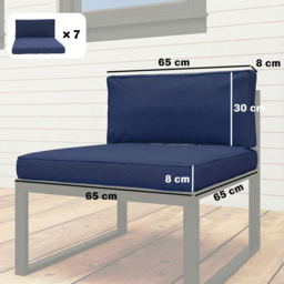 Outsunny 14-piece Dining Set Cushions - Dark Blue - thumbnail 3