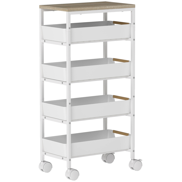 HOMCOM 5-Tier Storage Trolley on Wheels - White - image 1