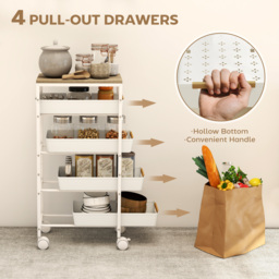HOMCOM 5-Tier Storage Trolley on Wheels - White - thumbnail 4