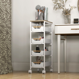 HOMCOM 5-Tier Storage Trolley on Wheels - White - thumbnail 8