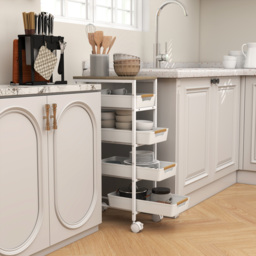 HOMCOM 5-Tier Storage Trolley on Wheels - White - thumbnail 6