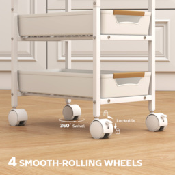 HOMCOM 5-Tier Storage Trolley on Wheels - White - thumbnail 5