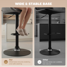 HOMCOM Retro Bar Stools Set of 2, Adjustable Kitchen Stool, Upholstered Bar Chairs with Back, Swivel Seat, Dark Grey - thumbnail 8