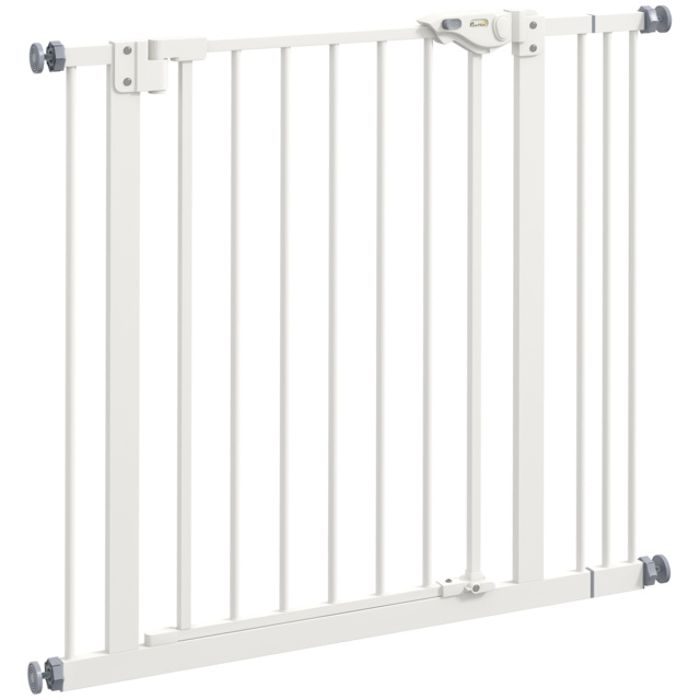 PawHut Metal 74-87cm Wide Adjustable Dog Gate White - Aosom UK - image 1