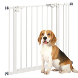 PawHut Metal 74-87cm Wide Adjustable Dog Gate White - Aosom UK - thumbnail 1