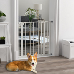 PawHut Metal 74-87cm Wide Adjustable Dog Gate White - Aosom UK - thumbnail 2