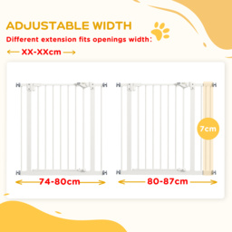 PawHut Metal 74-87cm Wide Adjustable Dog Gate White - Aosom UK - thumbnail 6