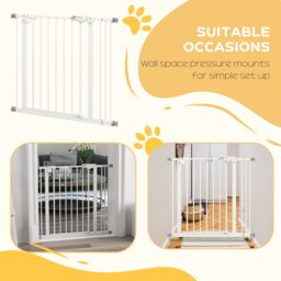 PawHut Metal 74-87cm Wide Adjustable Dog Gate White - Aosom UK - thumbnail 7