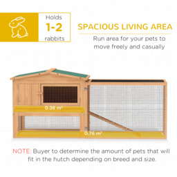 Pawhut Wooden Rabbit Hutch Guinea Pig hutch House 2 Tier with Rabbit Run for Outdoor Garden Backyard, Natural - thumbnail 5
