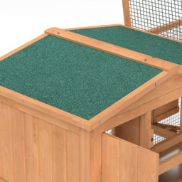 Pawhut Wooden Rabbit Hutch Guinea Pig hutch House 2 Tier with Rabbit Run for Outdoor Garden Backyard, Natural - thumbnail 8