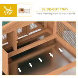 Pawhut Wooden Rabbit Hutch Guinea Pig hutch House 2 Tier with Rabbit Run for Outdoor Garden Backyard, Natural - thumbnail 6