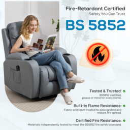HOMCOM Massage Recliner Armchair, PU Leather Recliner Chair, Grey - thumbnail 9