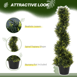Outsunny Set Of 2 Artificial Tree 90cm/3FT Artificial Spiral Topiary Trees w/ Pot Fake Greenery Plant Home Office Garden Décor Green - Aosom UK - thumbnail 5