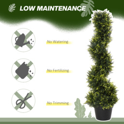 Outsunny Set Of 2 Artificial Tree 90cm/3FT Artificial Spiral Topiary Trees w/ Pot Fake Greenery Plant Home Office Garden Décor Green - Aosom UK - thumbnail 6