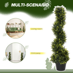 Outsunny Set Of 2 Artificial Tree 90cm/3FT Artificial Spiral Topiary Trees w/ Pot Fake Greenery Plant Home Office Garden Décor Green - Aosom UK - thumbnail 4
