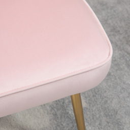 HOMCOM Shell Luxe Velvet Accent Chair, Modern Living Room Chair with Gold Metal Legs for Living Room, Bedroom, Home Office, Set of 2, Pink - Aosom UK - thumbnail 9