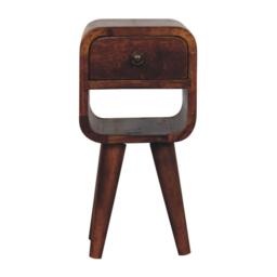 Solid Mango Wood Nightstand, Drawer & Open Shelf, Mini Bedside Table for Bedroom, 20L x 20W x 40H cm, Brown - Aosom UK - thumbnail 2