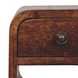 Solid Mango Wood Nightstand, Drawer & Open Shelf, Mini Bedside Table for Bedroom, 20L x 20W x 40H cm, Brown - Aosom UK - thumbnail 4