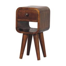 Solid Mango Wood Nightstand, Drawer & Open Shelf, Mini Bedside Table for Bedroom, 20L x 20W x 40H cm, Brown - Aosom UK - thumbnail 6