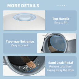 PawHut Cat Litter Tray with Lid, Hooded Cat Litter Box with High Sides, Deodorant, No Litter Spill, Large Two-way Entrance, Scoop Included - Aosom UK - thumbnail 8