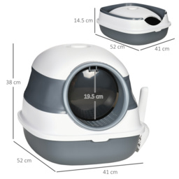 PawHut Cat Litter Tray with Lid, Hooded Cat Litter Box with High Sides, Deodorant, No Litter Spill, Large Two-way Entrance, Scoop Included - Aosom UK - thumbnail 3