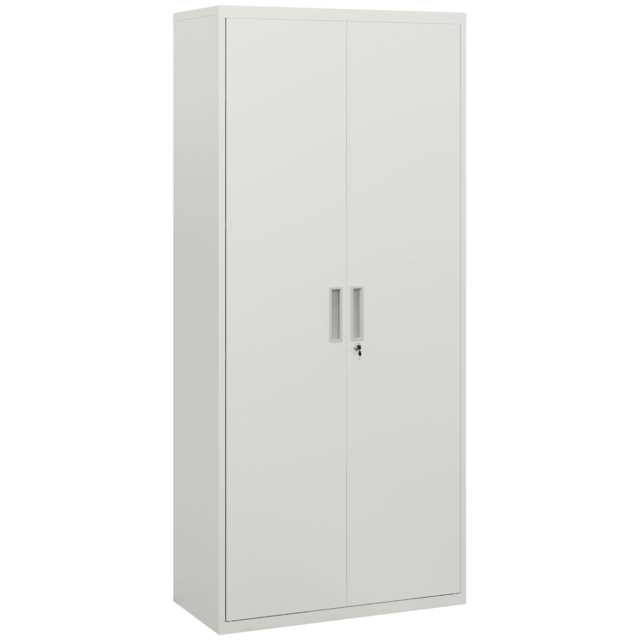 HOMCOM Metal Filing Cabinet Office Storage Cabinets with 5 Adjustable Shelf Steel Frame Office Cabinet with Lockable Doors, White - Aosom UK - image 1