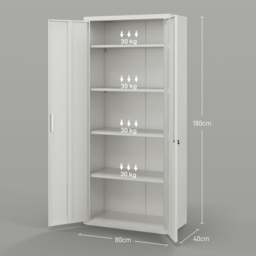 HOMCOM Metal Filing Cabinet Office Storage Cabinets with 5 Adjustable Shelf Steel Frame Office Cabinet with Lockable Doors, White - Aosom UK - thumbnail 3