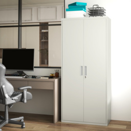 HOMCOM Metal Filing Cabinet Office Storage Cabinets with 5 Adjustable Shelf Steel Frame Office Cabinet with Lockable Doors, White - Aosom UK - thumbnail 8