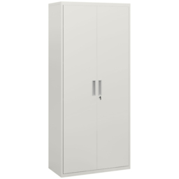 HOMCOM Metal Filing Cabinet Office Storage Cabinets with 5 Adjustable Shelf Steel Frame Office Cabinet with Lockable Doors, White - Aosom UK