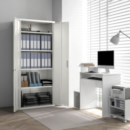 HOMCOM Metal Filing Cabinet Office Storage Cabinets with 5 Adjustable Shelf Steel Frame Office Cabinet with Lockable Doors, White - Aosom UK - thumbnail 9