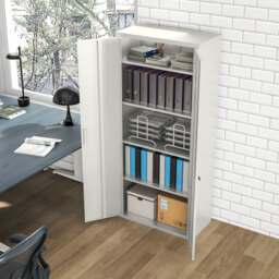 HOMCOM Metal Filing Cabinet Office Storage Cabinets with 5 Adjustable Shelf Steel Frame Office Cabinet with Lockable Doors, White - Aosom UK - thumbnail 6