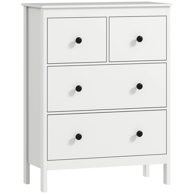 HOMCOM Modern Chest of Drawers, 4 Drawer Dresser Clothes Storage Organiser for Living Room, Hallway, Entryway, White - image 1