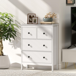 HOMCOM Modern Chest of Drawers, 4 Drawer Dresser Clothes Storage Organiser for Living Room, Hallway, Entryway, White - thumbnail 9