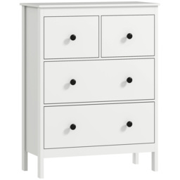 HOMCOM Modern Chest of Drawers, 4 Drawer Dresser Clothes Storage Organiser for Living Room, Hallway, Entryway, White - thumbnail 1