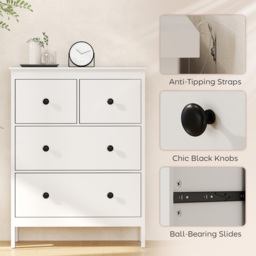 HOMCOM Modern Chest of Drawers, 4 Drawer Dresser Clothes Storage Organiser for Living Room, Hallway, Entryway, White - thumbnail 5
