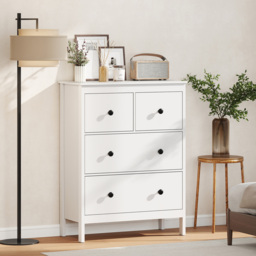 HOMCOM Modern Chest of Drawers, 4 Drawer Dresser Clothes Storage Organiser for Living Room, Hallway, Entryway, White - thumbnail 2