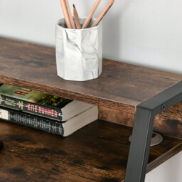 HOMCOM Writing Desk Computer Table Home Office PC Laptop Workstation Storage Shelf Color Rustic Brown - Aosom UK - thumbnail 9