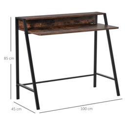 HOMCOM Writing Desk Computer Table Home Office PC Laptop Workstation Storage Shelf Color Rustic Brown - Aosom UK - thumbnail 3