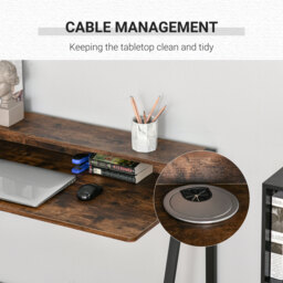 HOMCOM Writing Desk Computer Table Home Office PC Laptop Workstation Storage Shelf Color Rustic Brown - Aosom UK - thumbnail 6