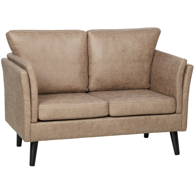 HOMCOM Two-Seater Leathaire Sofa - Light Brown - image 1