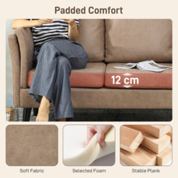 HOMCOM Two-Seater Leathaire Sofa - Light Brown - thumbnail 5