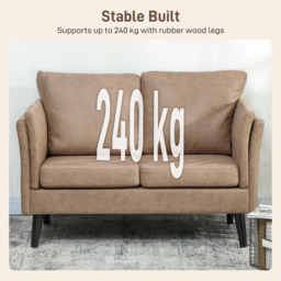HOMCOM Two-Seater Leathaire Sofa - Light Brown - thumbnail 8
