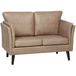 HOMCOM Two-Seater Leathaire Sofa - Light Brown - thumbnail 1