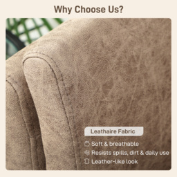 HOMCOM Two-Seater Leathaire Sofa - Light Brown - thumbnail 6