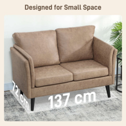 HOMCOM Two-Seater Leathaire Sofa - Light Brown - thumbnail 7