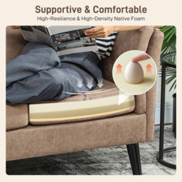 HOMCOM Two-Seater Leathaire Sofa - Light Brown - thumbnail 4