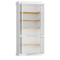Modern Display Cabinet with Integrated LED Mood Lighting, Adjustable-Shelf Bookcase for Industrial Interiors, 80L x 40W x 180H cm, White - Aosom UK - thumbnail 9