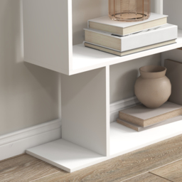 HOMCOM Wooden Wood S Shape Storage Display 6 Shelves Room Divider Unit Chest Bookshelf Bookcase Cupboard Cabinet Office Furniture, White - Aosom UK - thumbnail 9