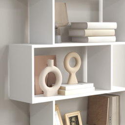 HOMCOM Wooden Wood S Shape Storage Display 6 Shelves Room Divider Unit Chest Bookshelf Bookcase Cupboard Cabinet Office Furniture, White - Aosom UK - thumbnail 8