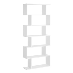 HOMCOM Wooden Wood S Shape Storage Display 6 Shelves Room Divider Unit Chest Bookshelf Bookcase Cupboard Cabinet Office Furniture, White - Aosom UK